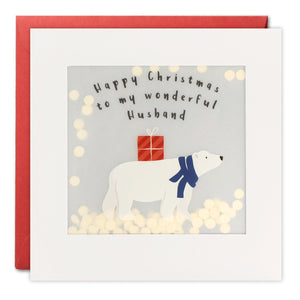 Wonderful Husband Shakies Christmas Card with Paper Confetti