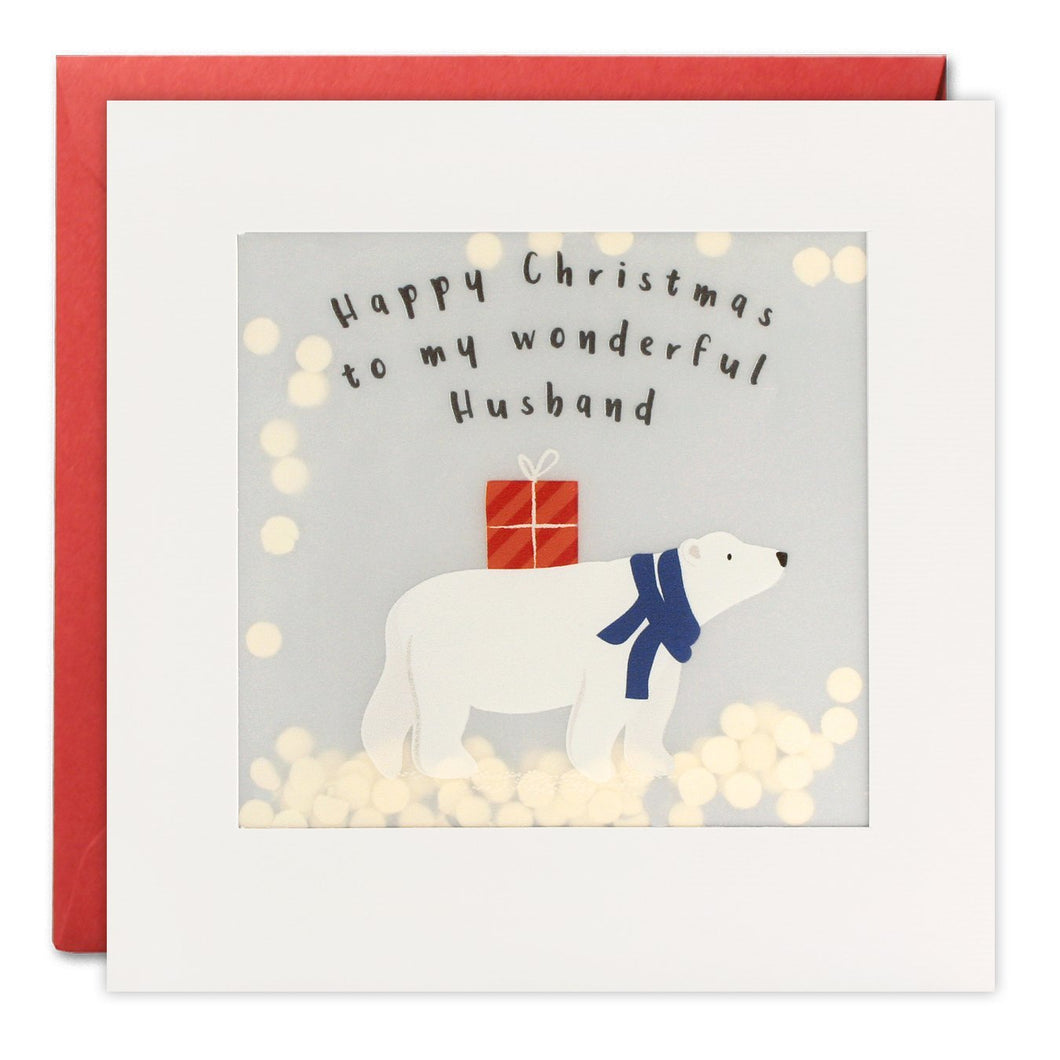 Wonderful Husband Shakies Christmas Card with Paper Confetti