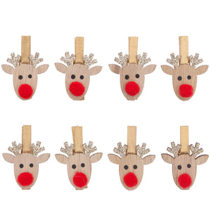Christmas Reindeer Wooden Clips