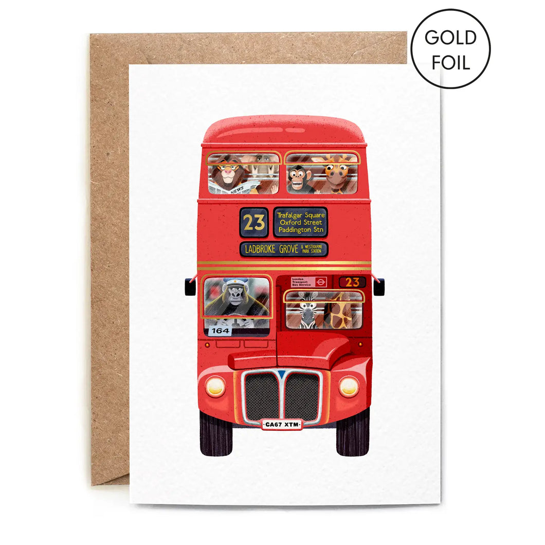 London Bus Jungle Animals Card