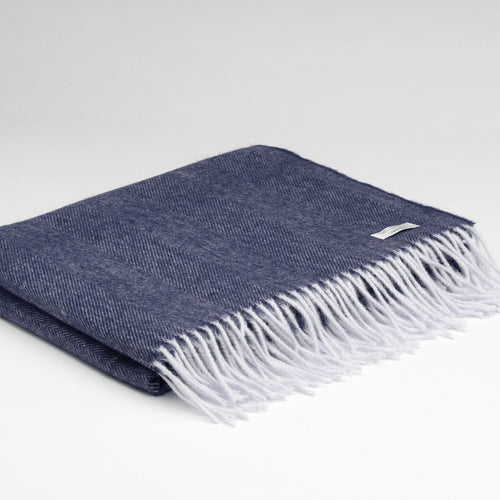 McNutt Merino Lambswool Pashmina - Navy Herringbone