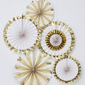 Gold & White Fan Decorations