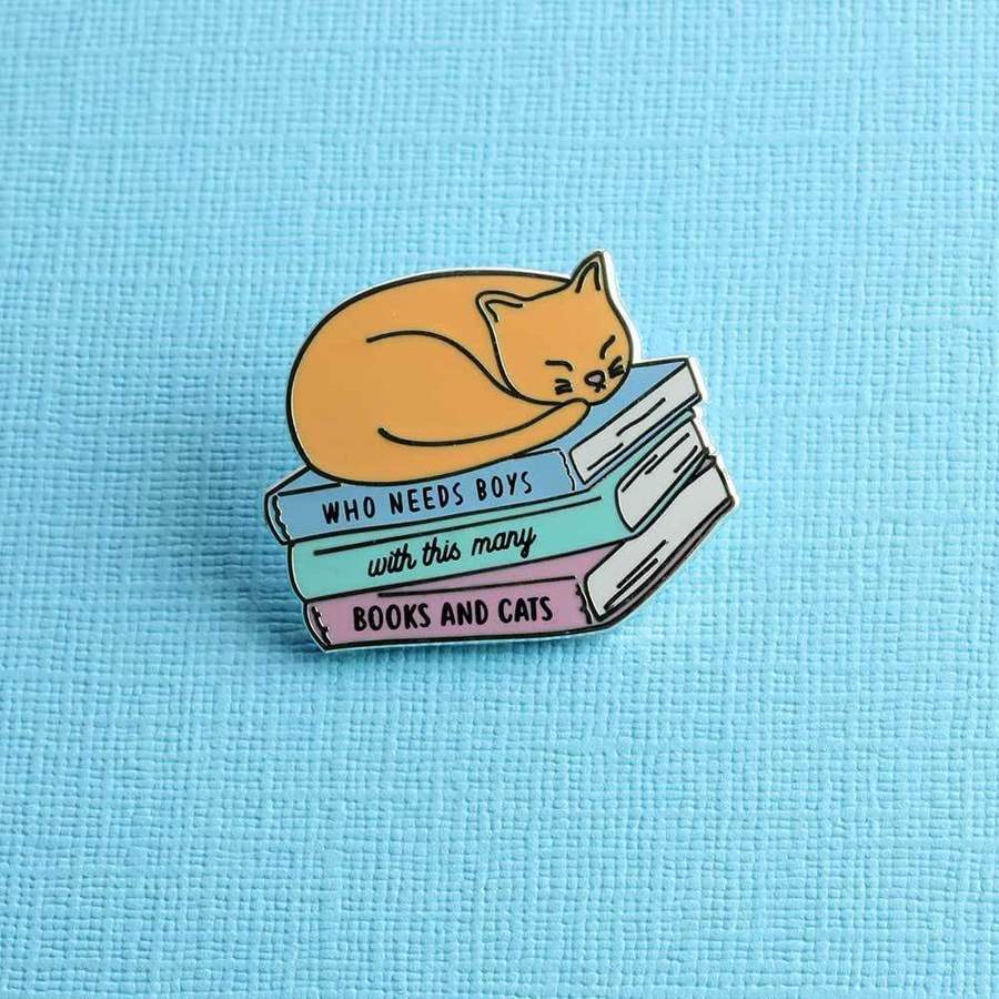Books & Cats Pin