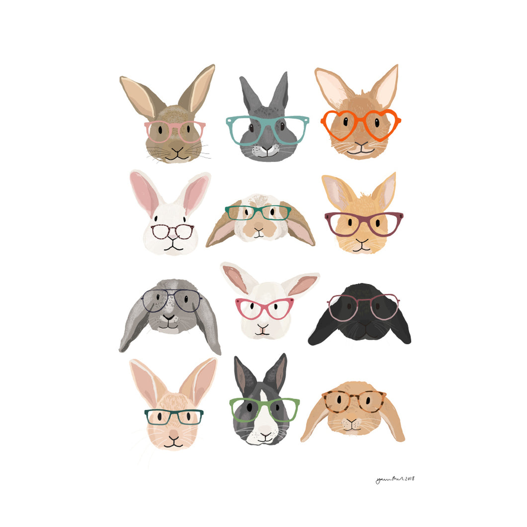 A3 Print - Rabbits in Glasses