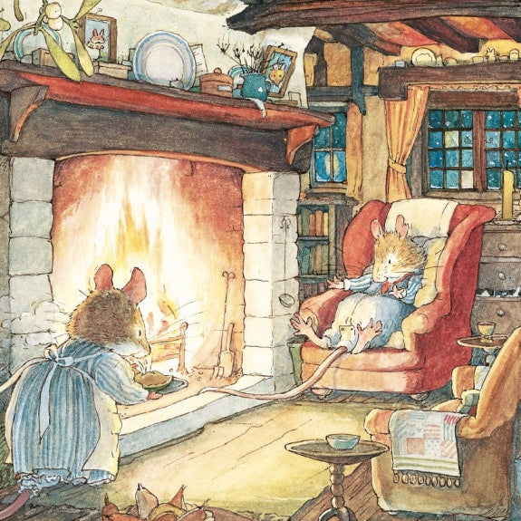 Keeping Warm by the Fire Christmas Cards 8 Pack