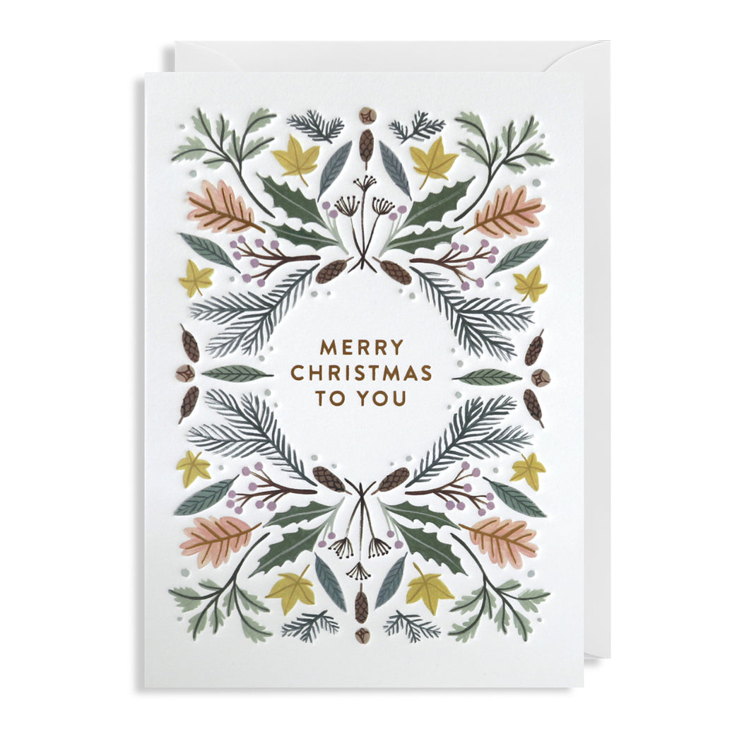 Woodland Print Christmas Cards 5 Pack