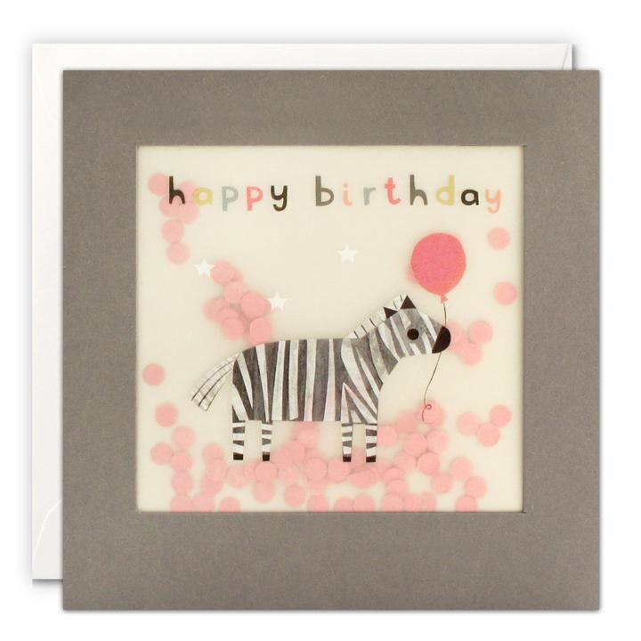 Happy Birthday Zebra Paper Shakies Card